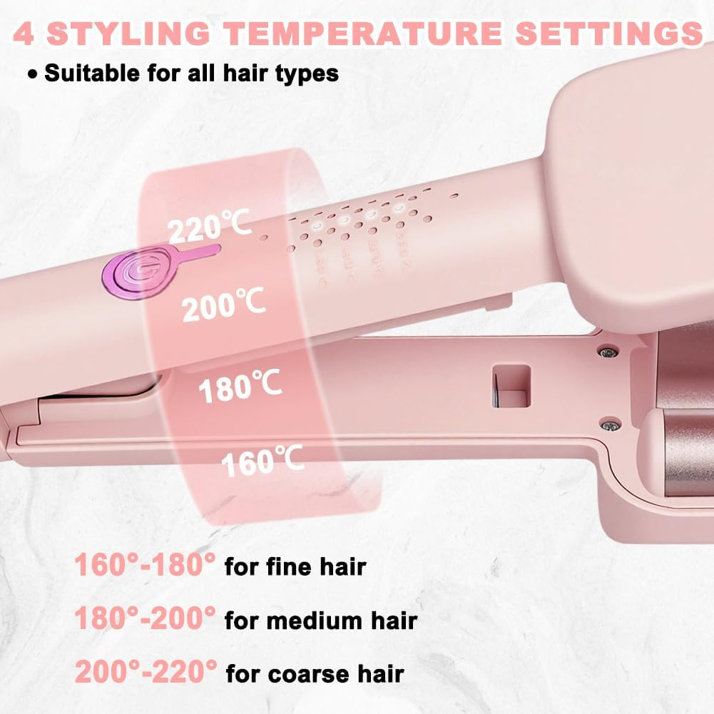 Pinker Glätteisen mit Temperatureinstellungen 160-220C, für feines, mittleres, grobes Haar.