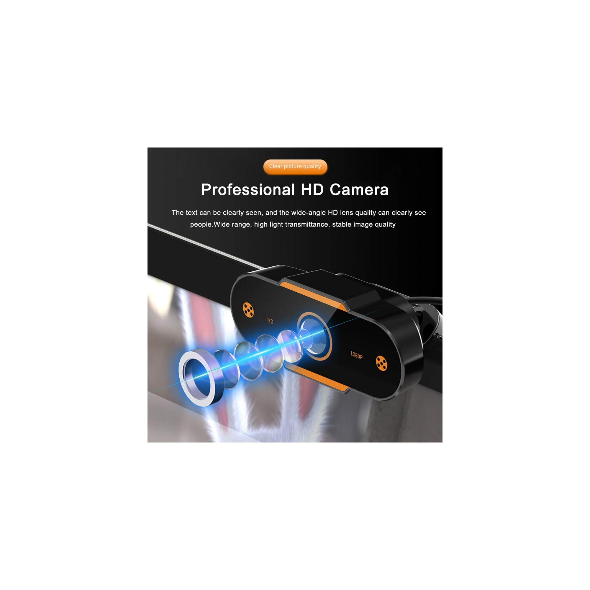 Eine professionelle HD-Kamera mit einem optischen Linsenelement und "1080P"-Beschriftung.