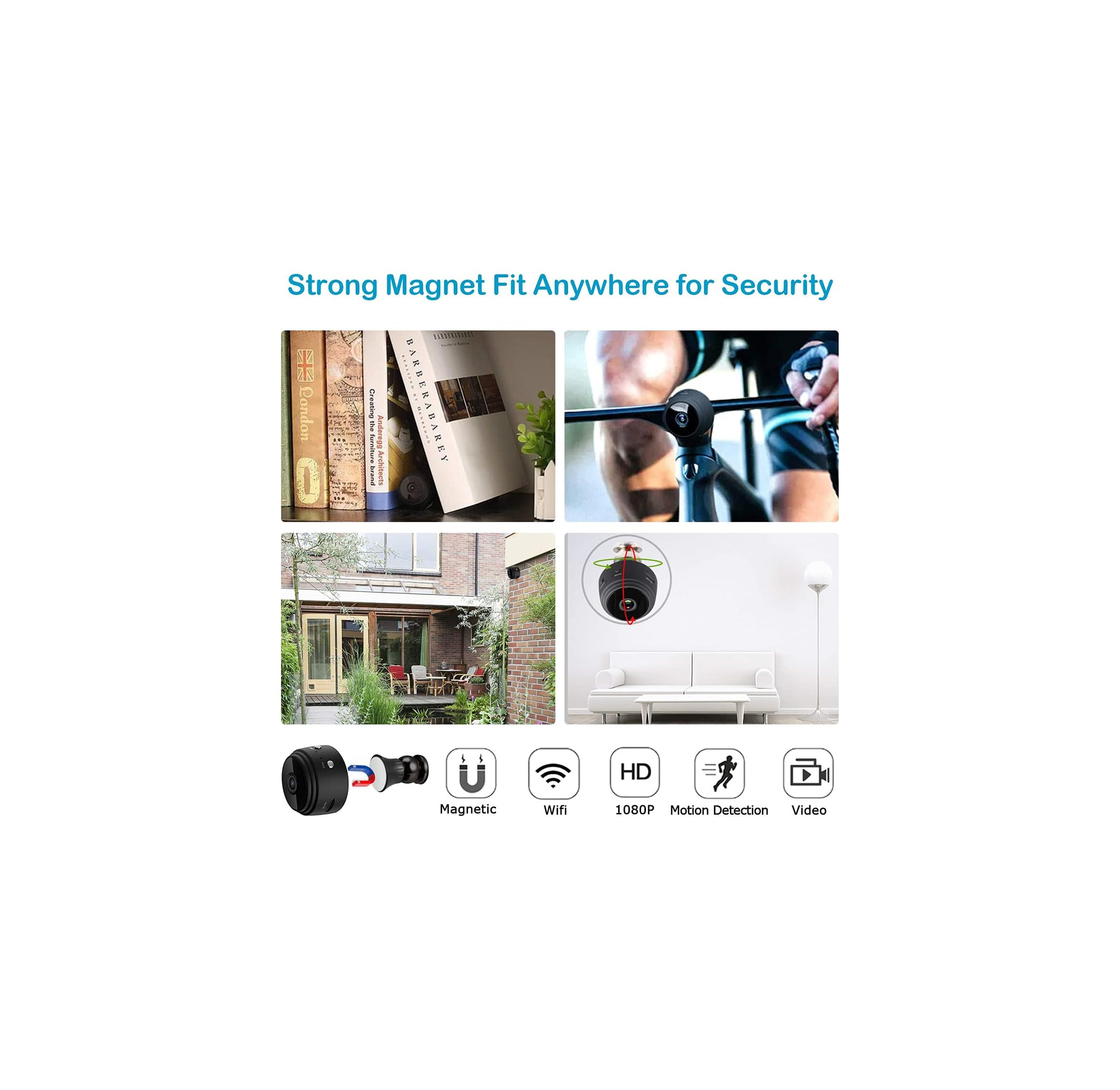 Kleine Kamera mit Magnet, WLAN, 1080P, Bewegungserkennung, Video.