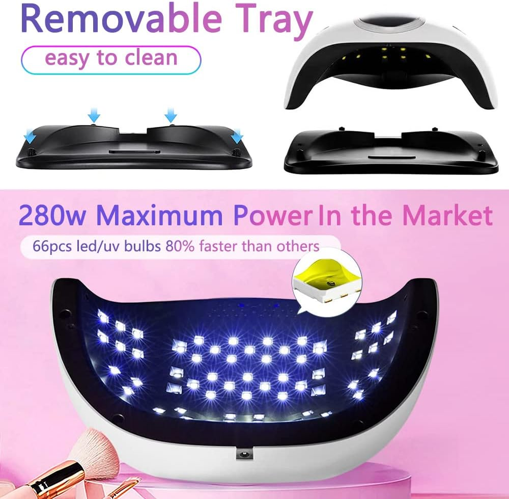 Ein UV-Nageltrockner mit abnehmbarer Schublade und 66 LEDs für schnelles Trocknen.