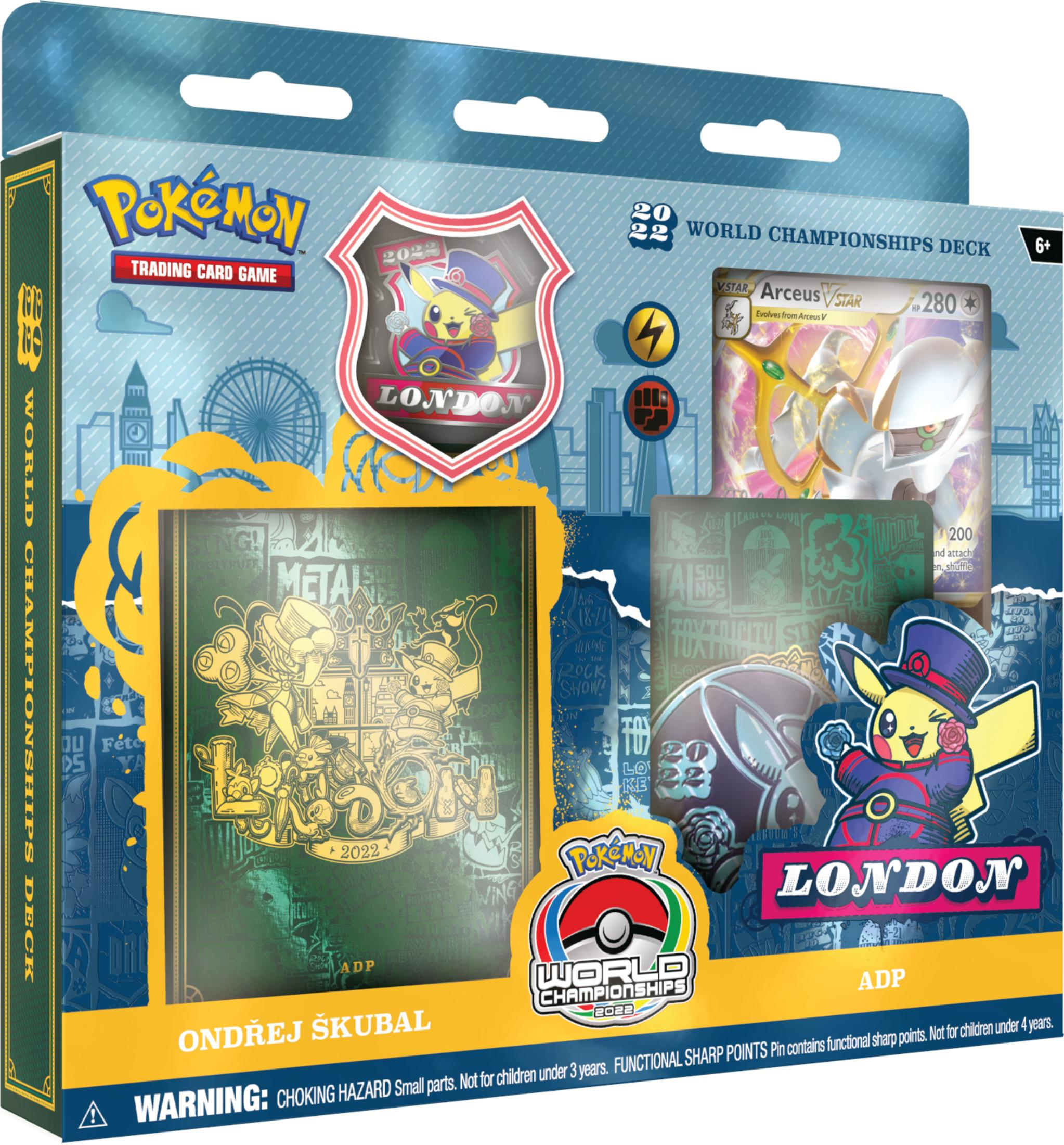 Pokémon EM-Deck-Verpackung mit Pikachu und Arceus, London-Thema.