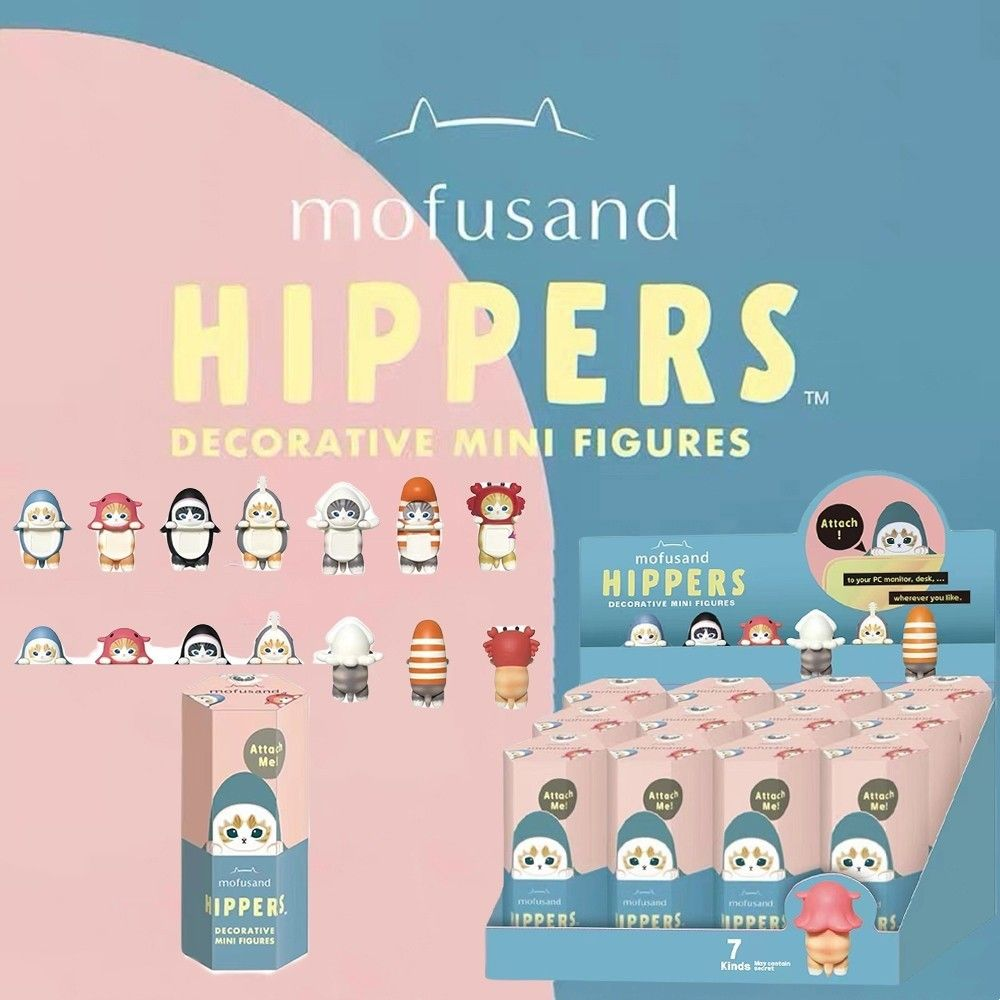 Mofusand Hippers Deko-Minifiguren werden in einer Box präsentiert.