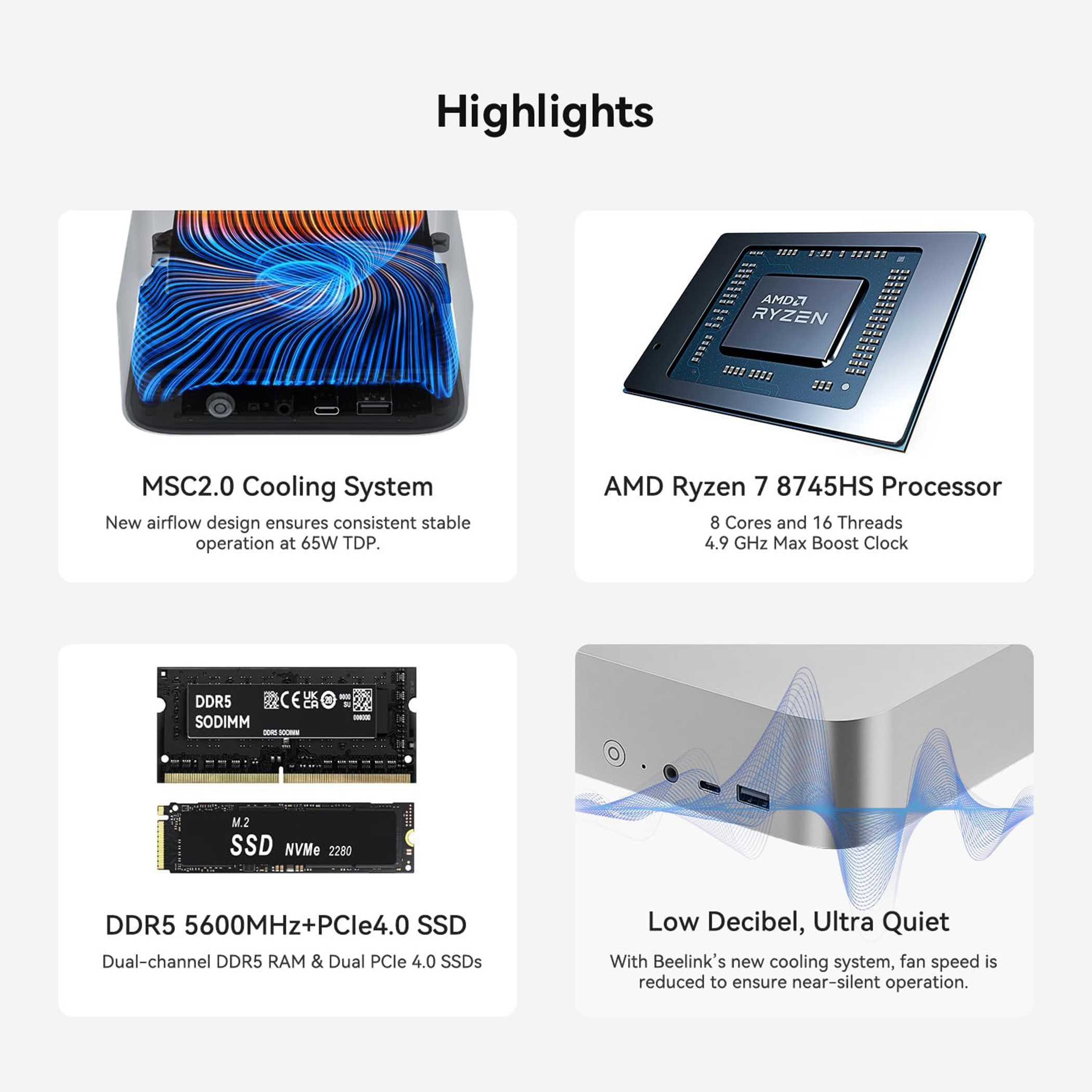 L'immagine mostra componenti PC: sistema di raffreddamento, processore, RAM e SSD.