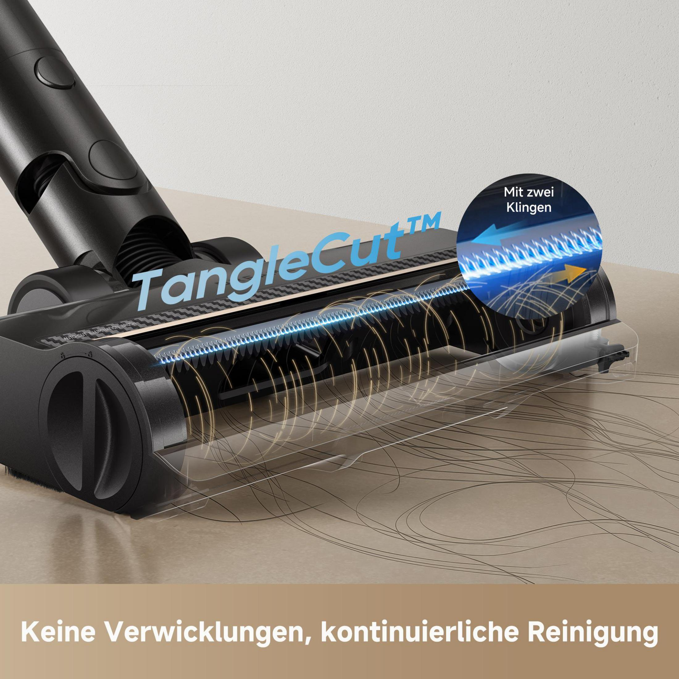 Un cabezal de aspiradora con tecnología "Tangle Cut" corta pelos e hilos.