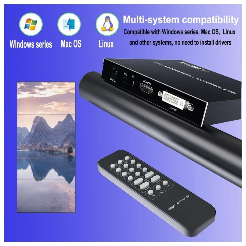 Uzak kumandalı video duvar denetleyicisi, Win/Mac/Linux uyumlu. Manzara resmi gösterir.