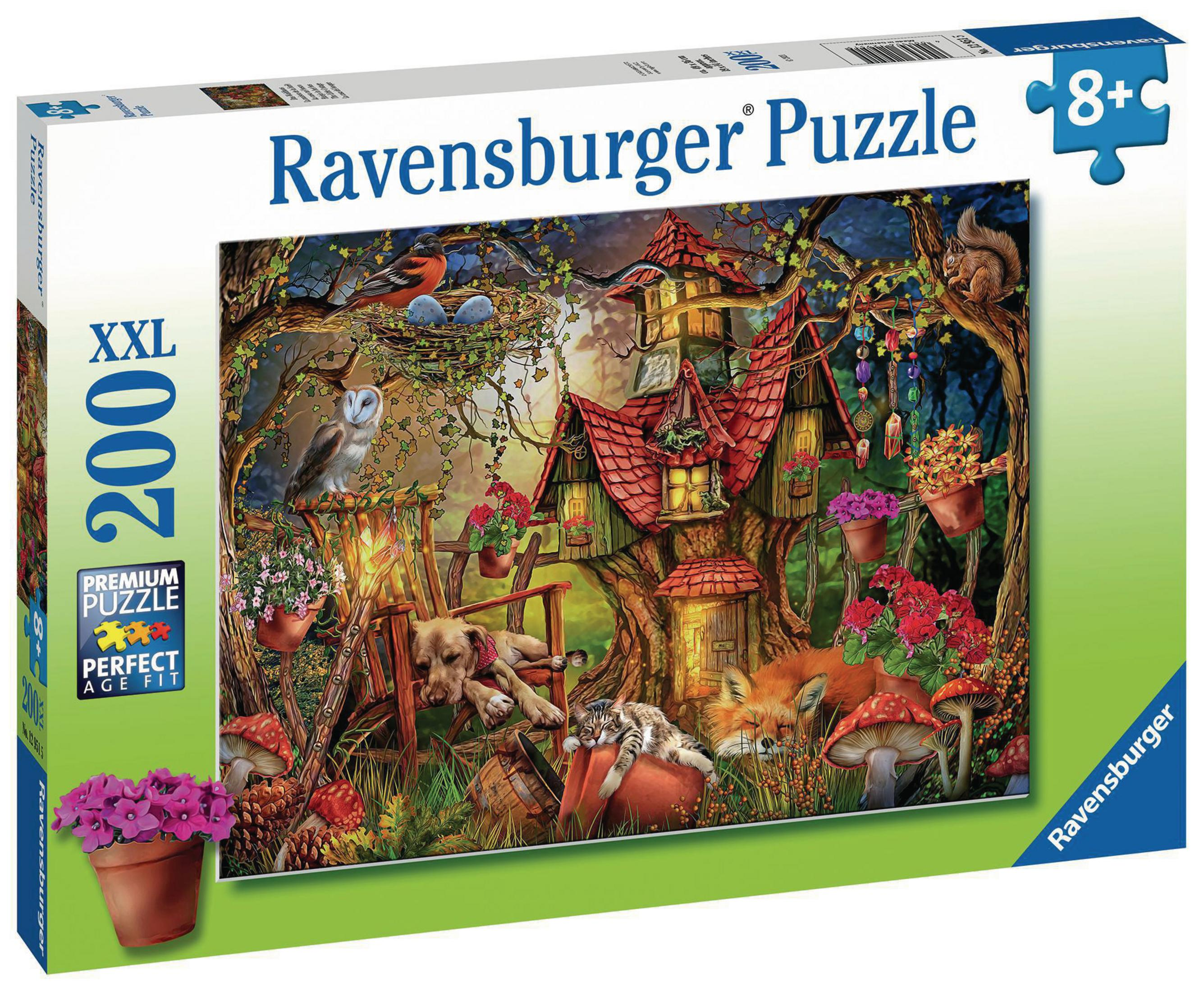 Ravensburger Puzzle: Waldhaus mit Tieren, 200 Teile, 8+.