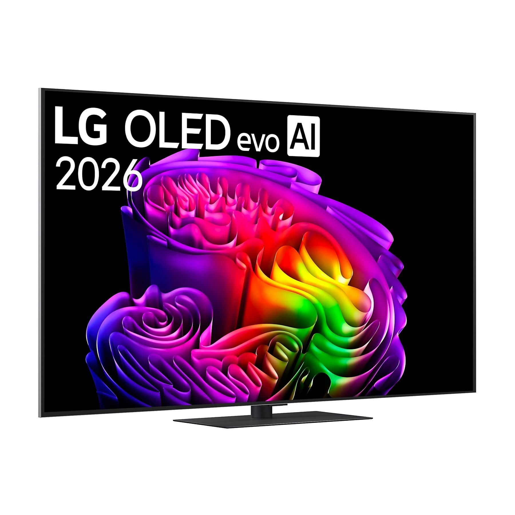 Un televisore LG OLED evo AI con un'immagine astratta e colorata.