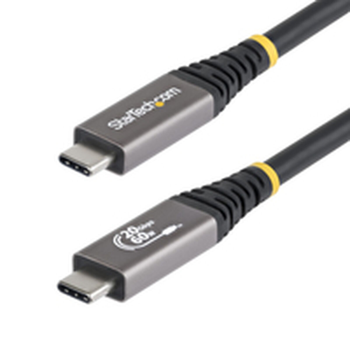 Zwei USB-C-Kabel auf weißem Hintergrund, eines über dem anderen.