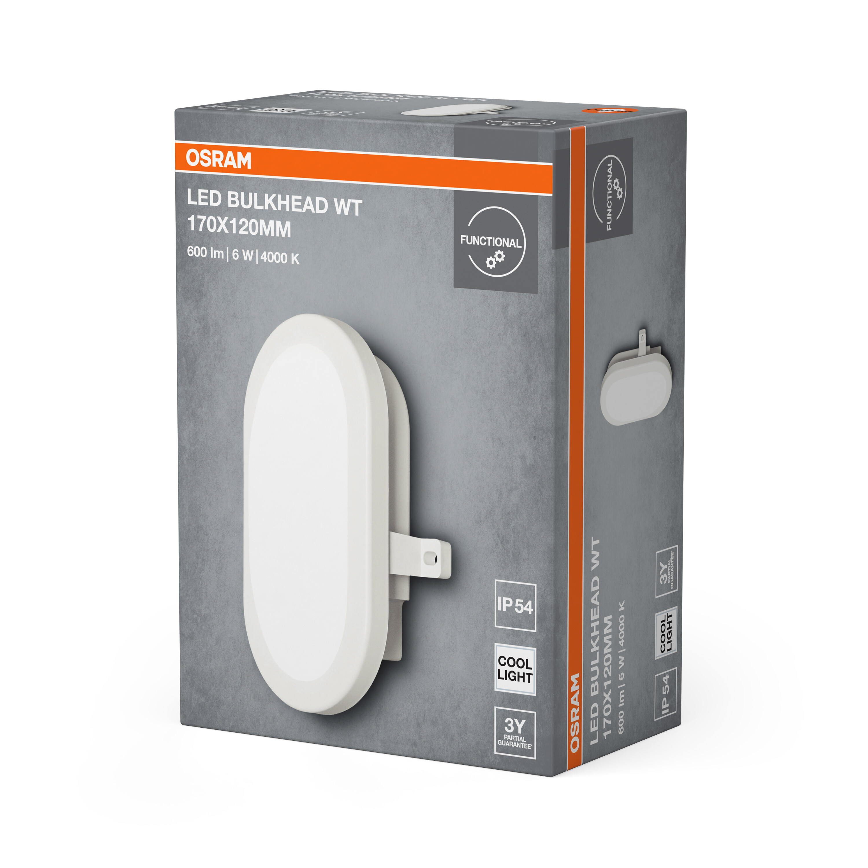 Osram LED Deckenleuchte WT 170x120mm, 600lm, 6W, 4000K, IP54.