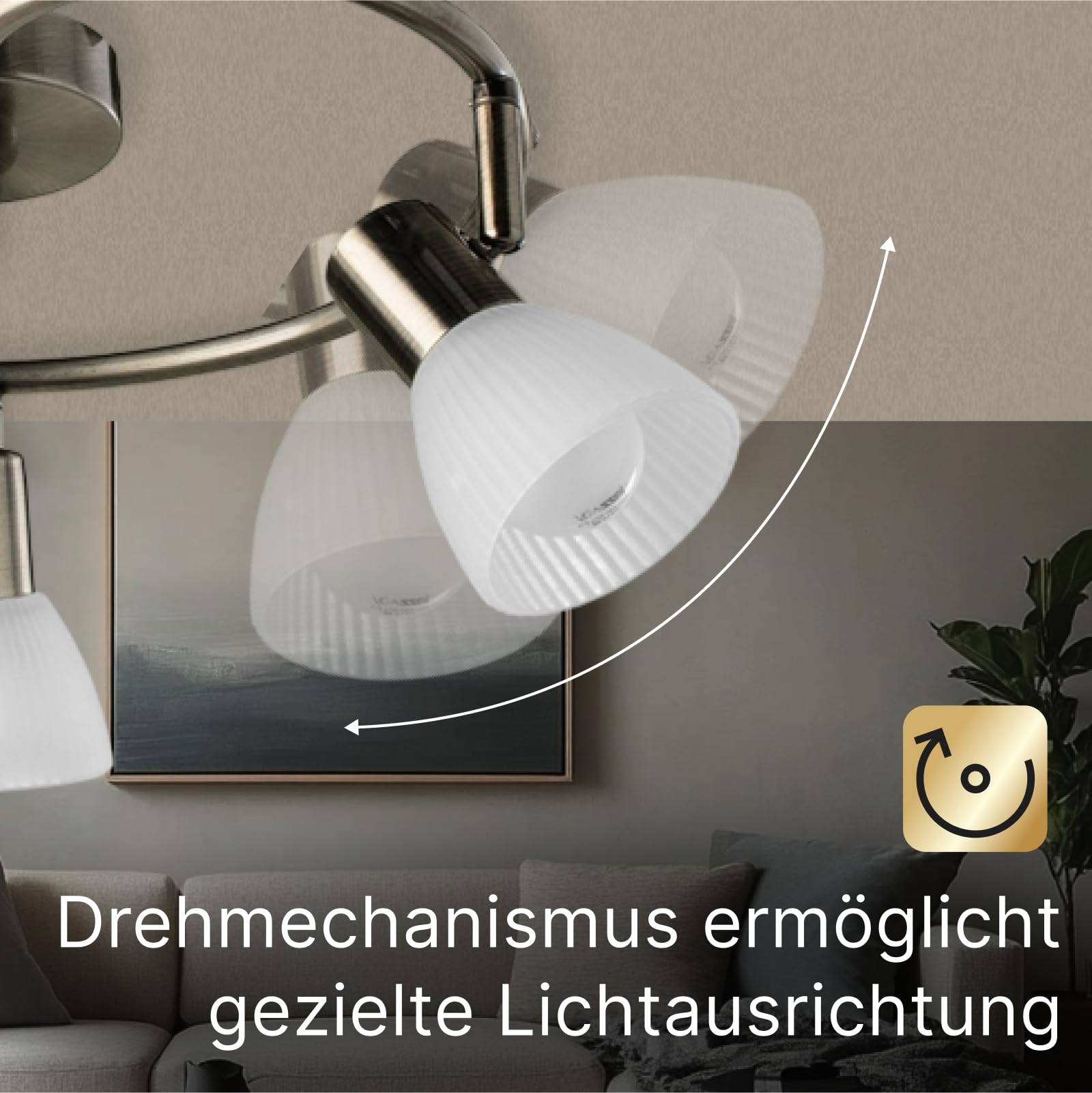 Drehmechanismus ermöglicht gezielte Lichtausrichtung.