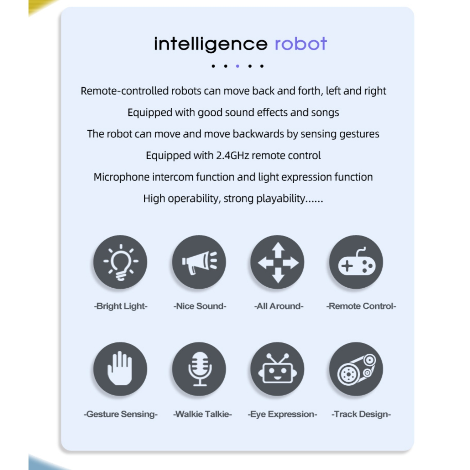 Intelligenter Roboter mit Fernbedienung, Licht, Ton, Gesten, Mikrofon.