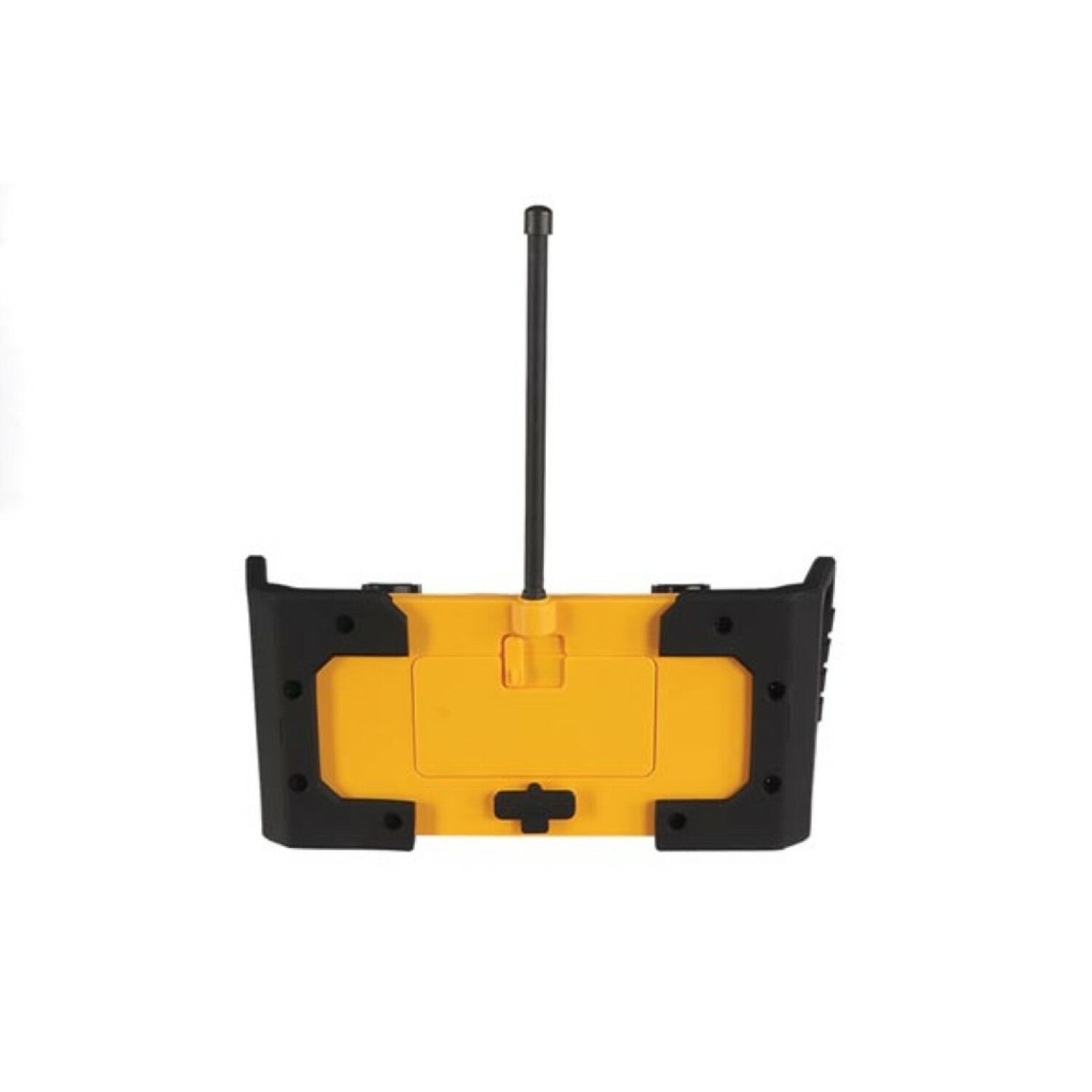 Manico telecomando giallo con antenna nera e dettagli.