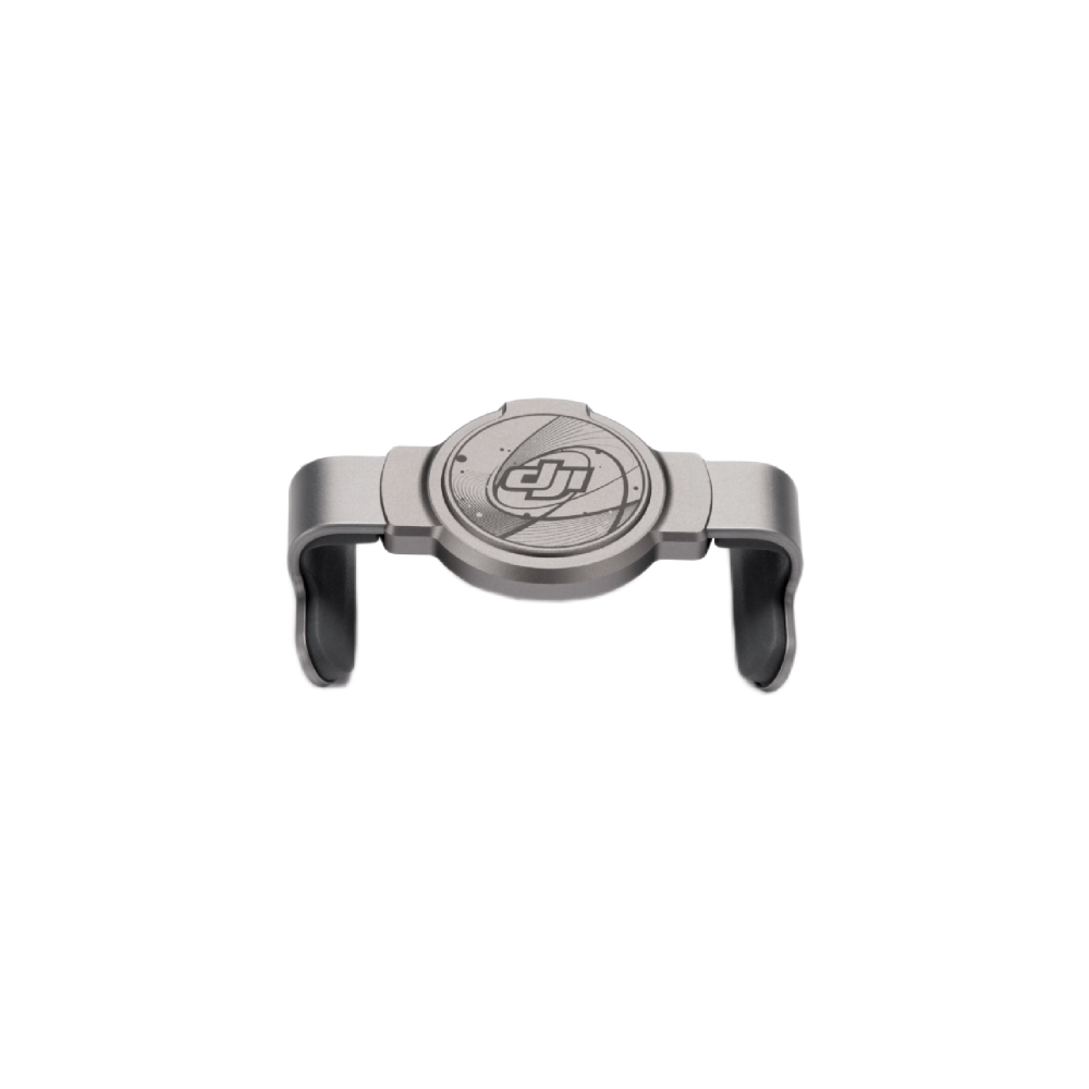 Grauer Gimbal-Schutz mit DJI-Logo, isoliert auf weißem Hintergrund.