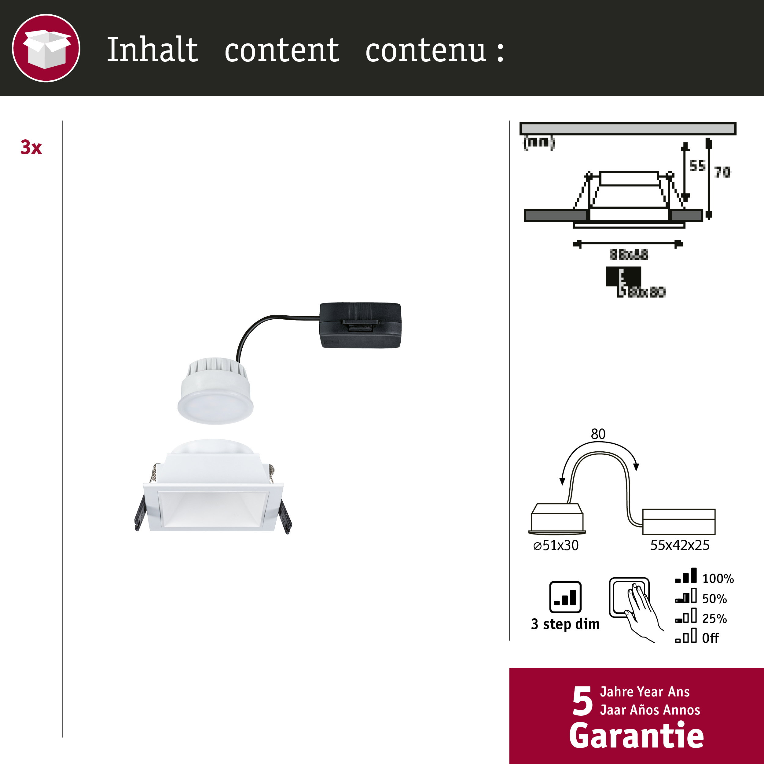 Lampa wpuszczana z driverem i 5-letnią gwarancją.