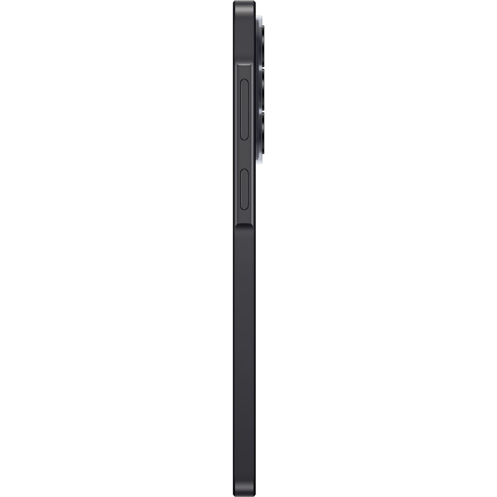Vista laterale di uno smartphone nero con obiettivi e pulsanti.