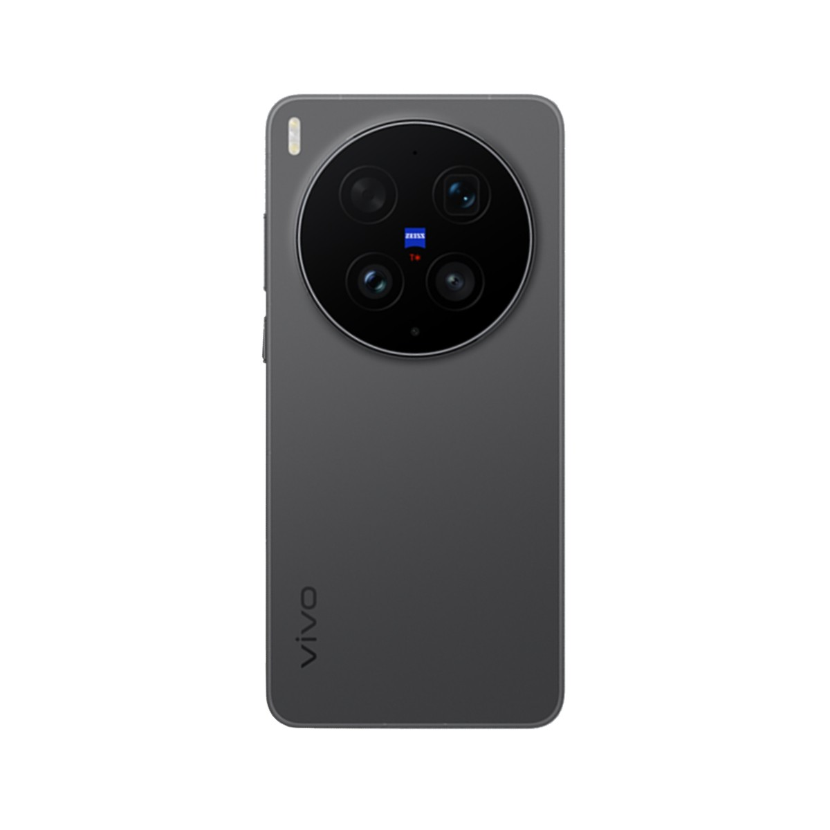 Smartphone grigio con quattro fotocamere e logo ZEISS.