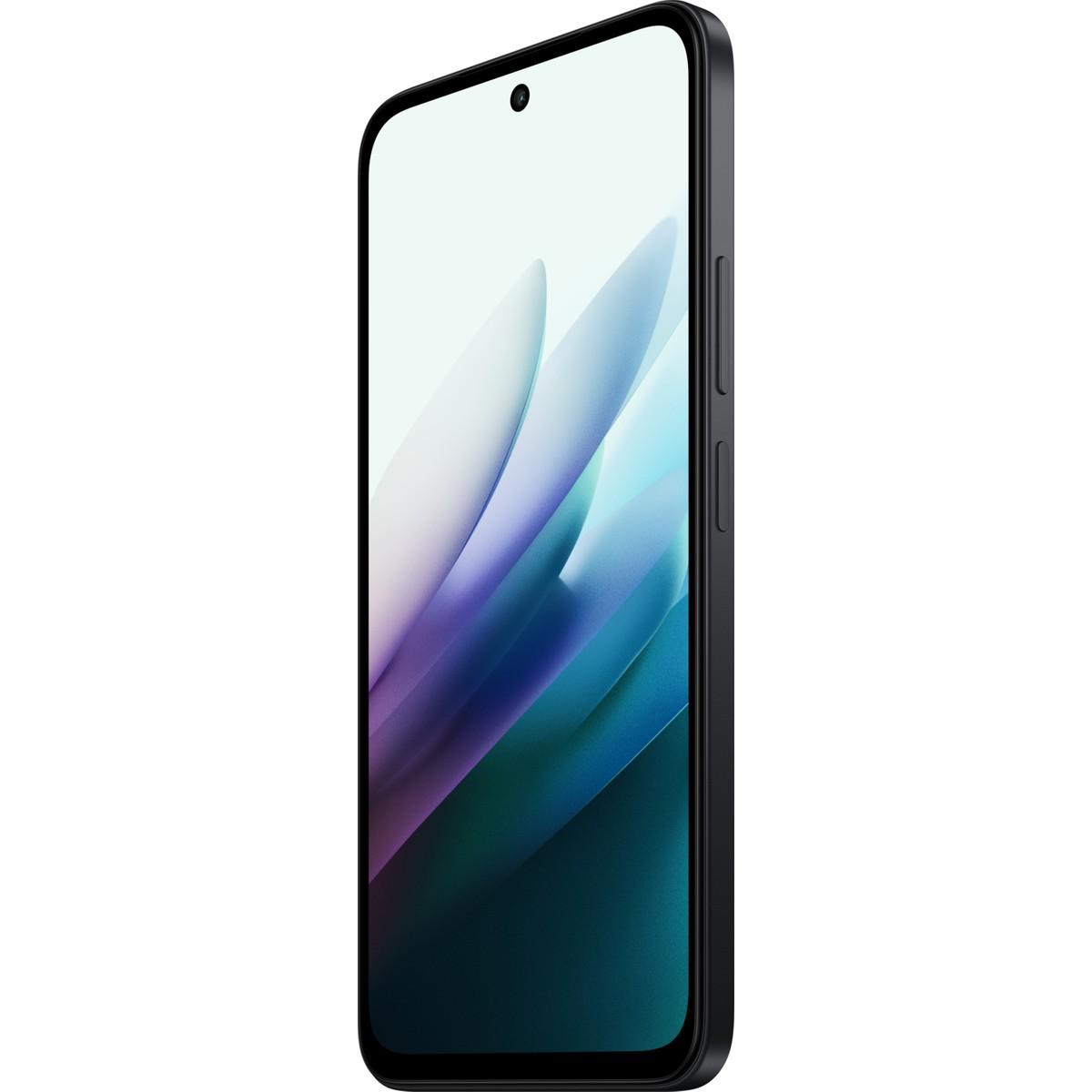 Ekranında renkli duvar kağıdı gösteren siyah bir akıllı telefon.