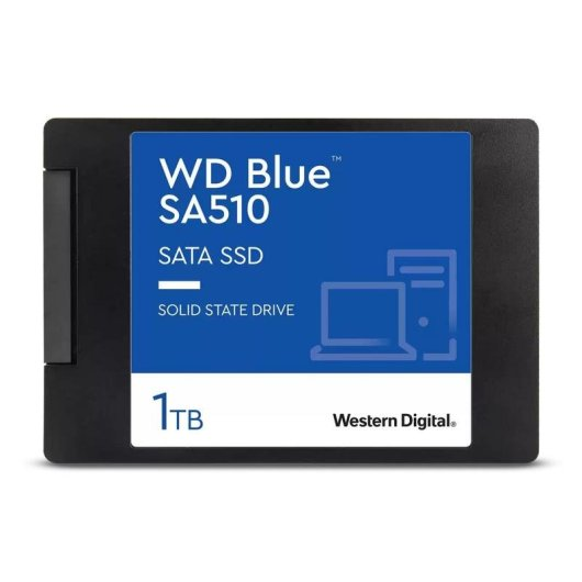 Western Digital logolu 1 TB WD Blue SA510 SATA SSD.