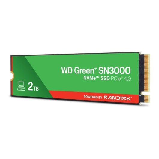 SSD WD Green SN3000 verde 2TB NVMe PCIe 4.0, powered by SanDisk.