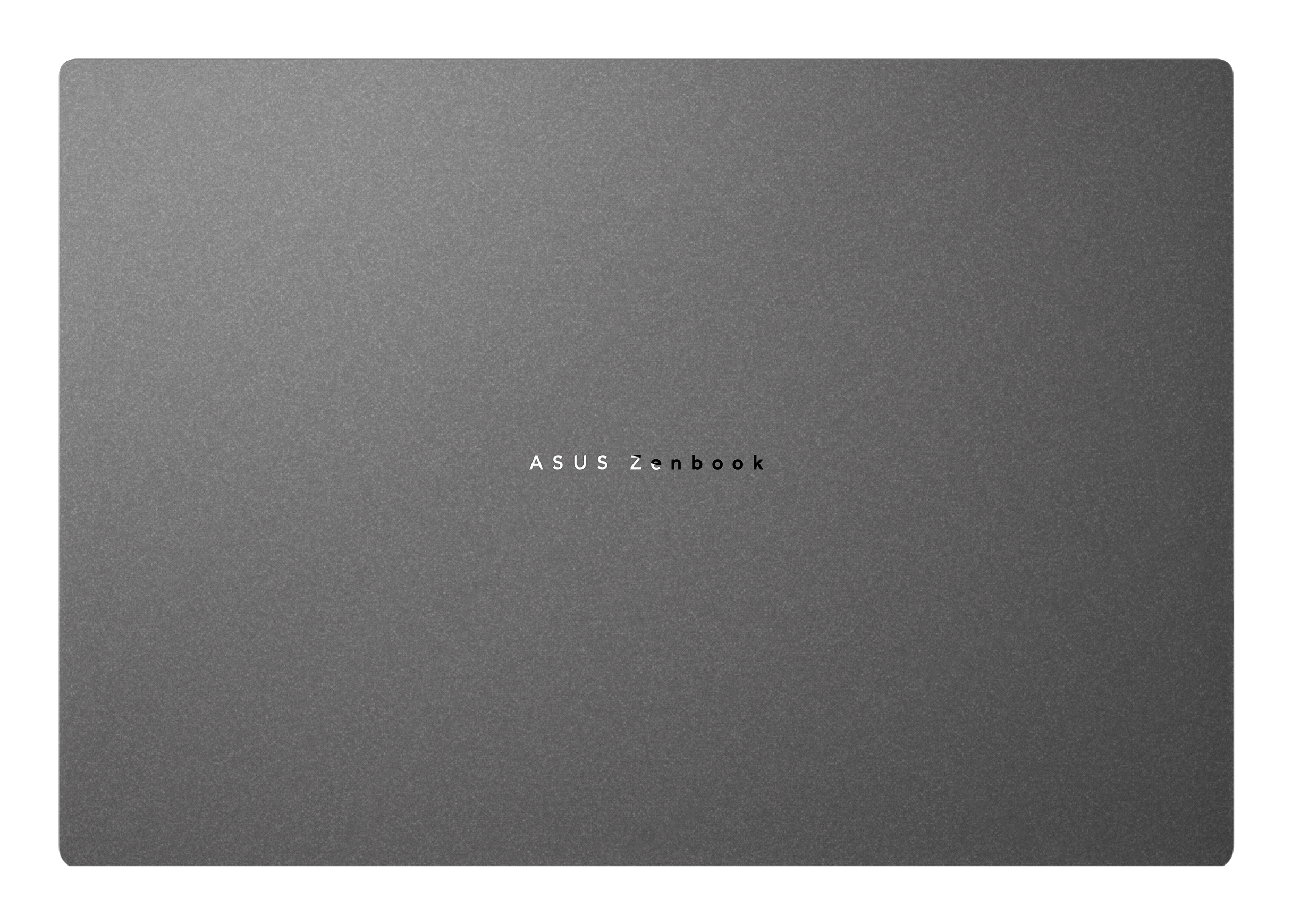 Coperchio grigio del laptop con logo ASUS Zenbook.