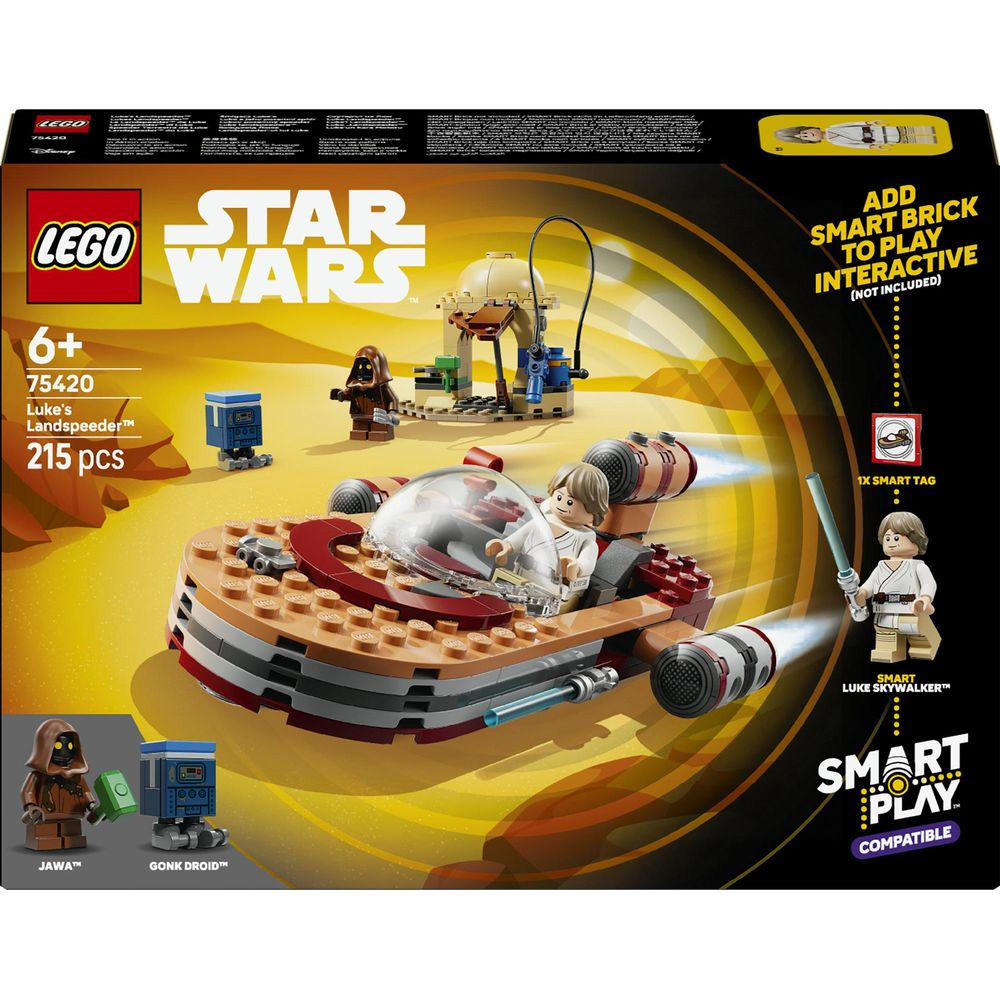 Set LEGO Star Wars Landspeeder di Luke con 2 figure, 2 droidi, 215 pezzi.