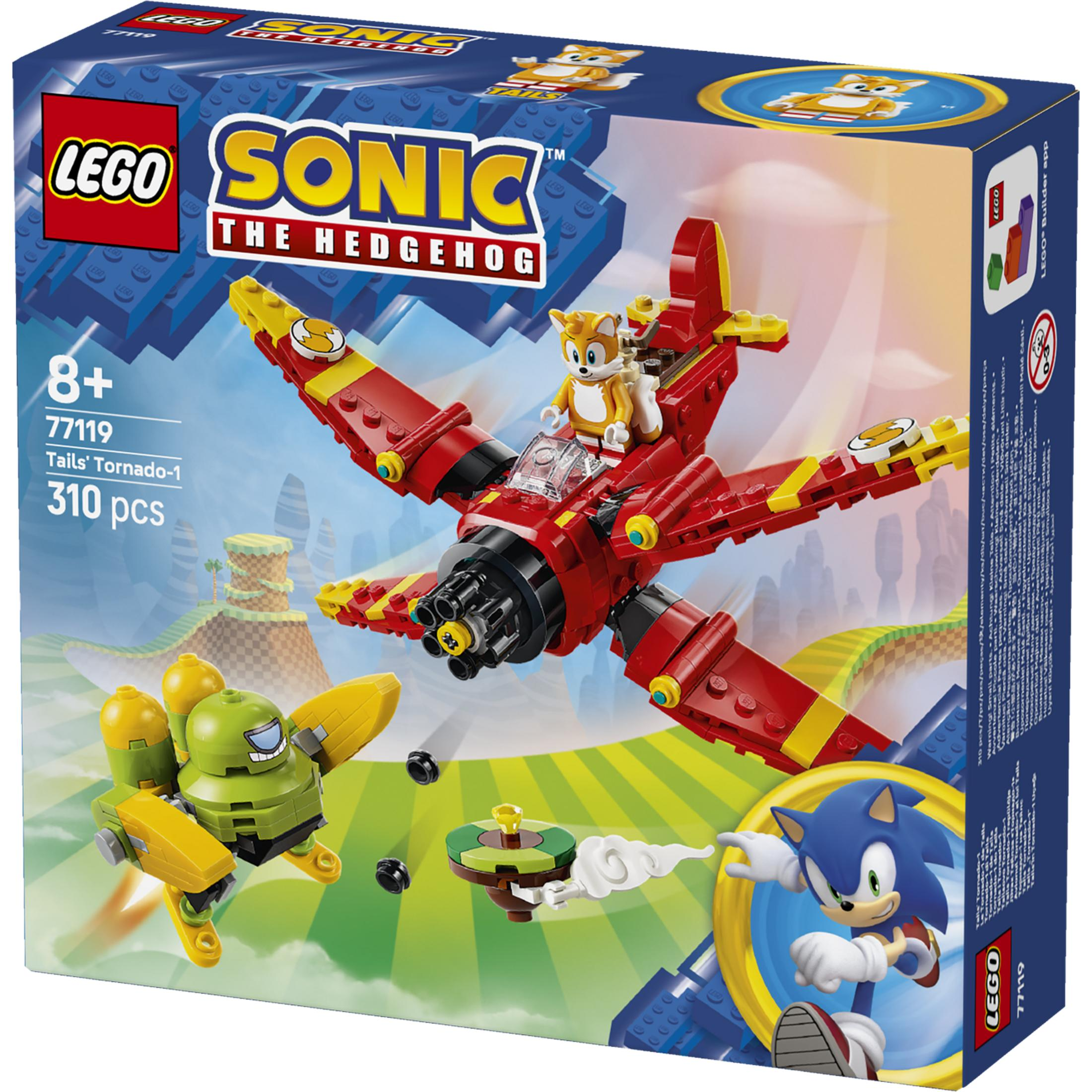 Set LEGO Sonic "Tornado de Tails-1" con Tails en avión, Sonic y un robot.