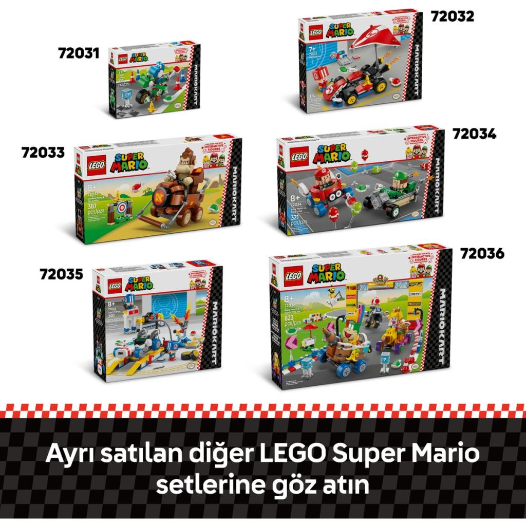 LEGO Super Mario Kart setleri: 72031, 72032, 72033, 72034, 72035, 72036.