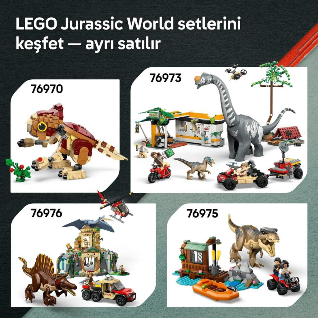 LEGO Jurassic World setleri: 76970, 76973, 76976, 76975 dinozorlarla.
