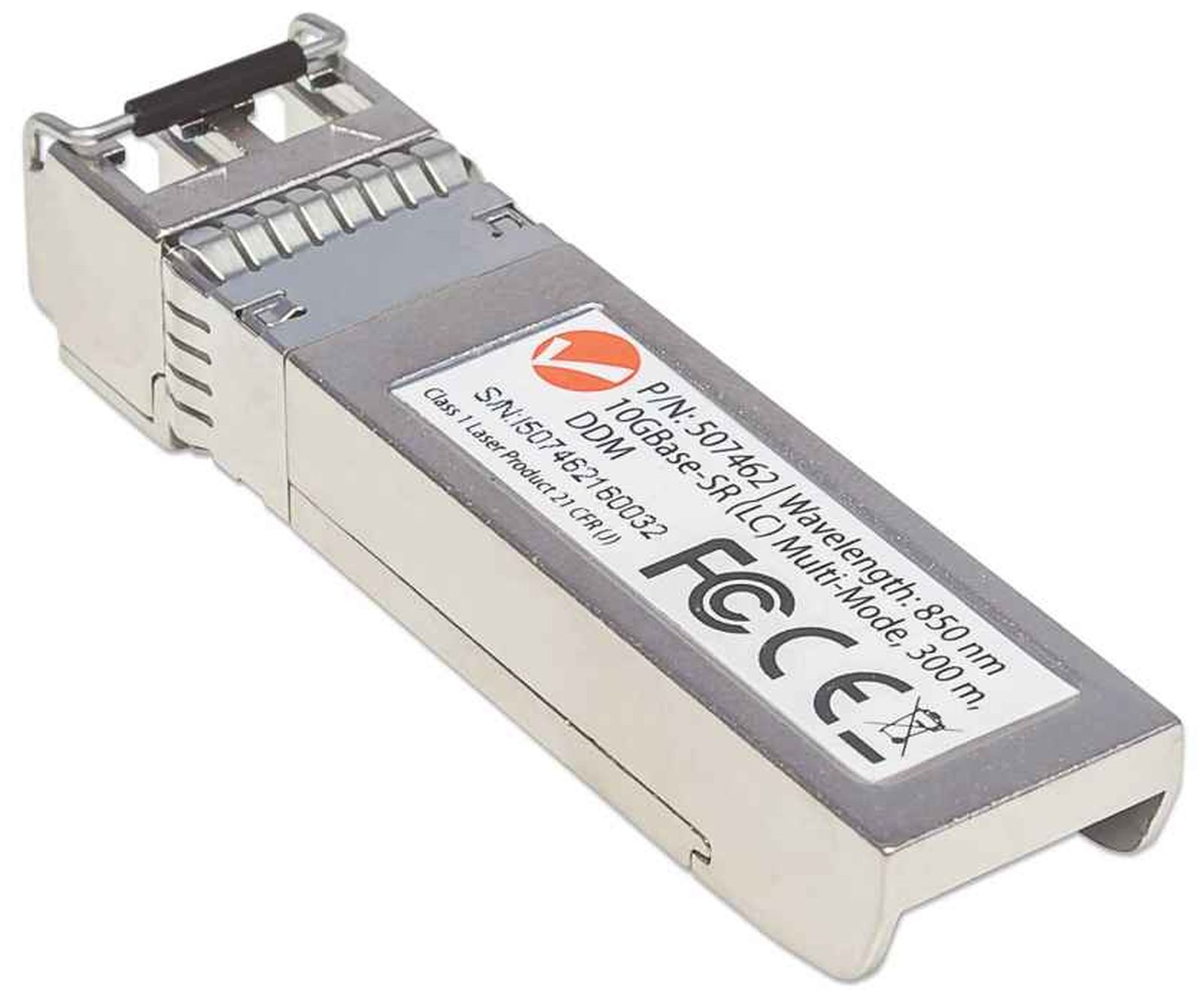 Un modulo transceiver argentato con etichetta P/N: 507462, 10GBase-SR.