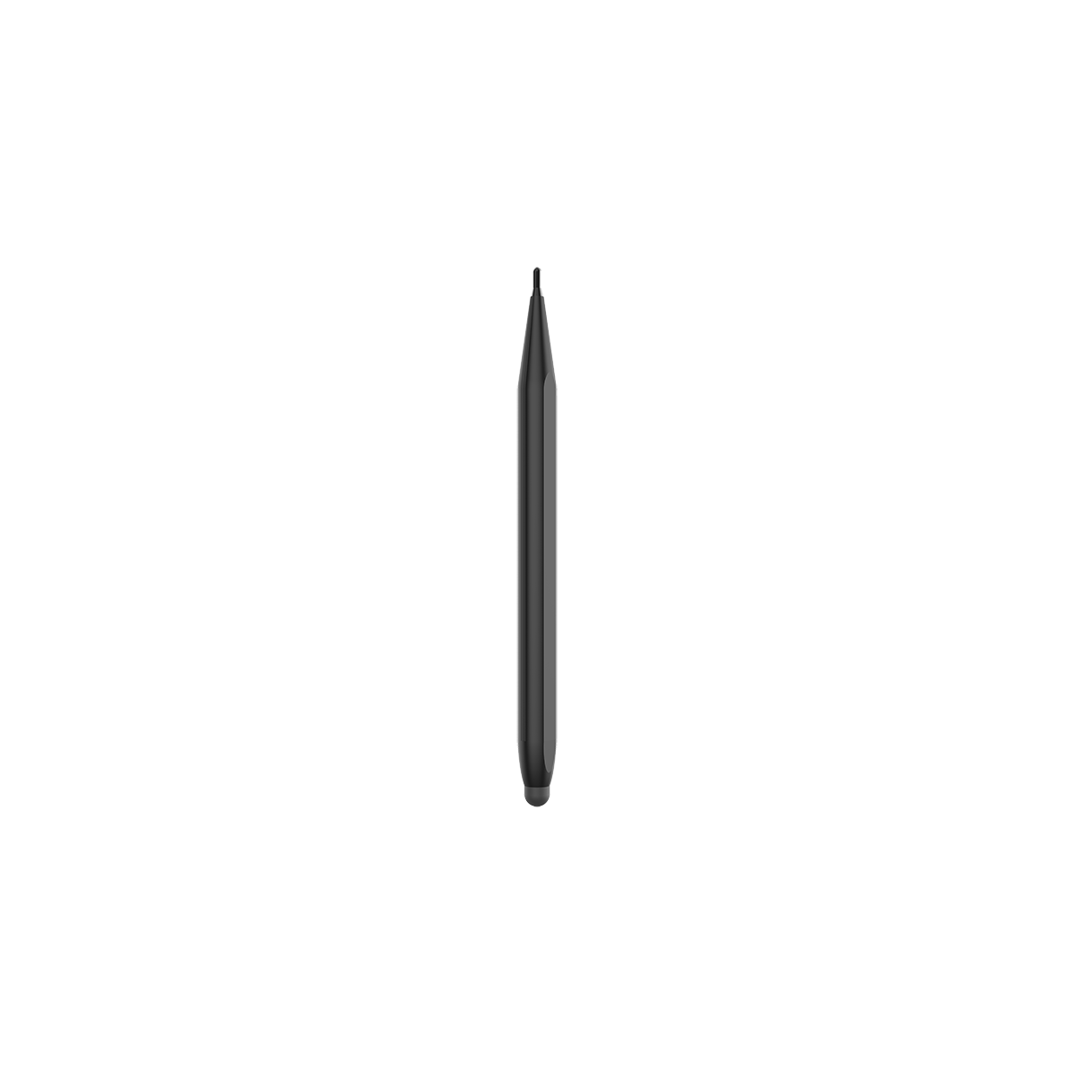 Un lápiz óptico elegante y oscuro con punta fina sobre fondo blanco.