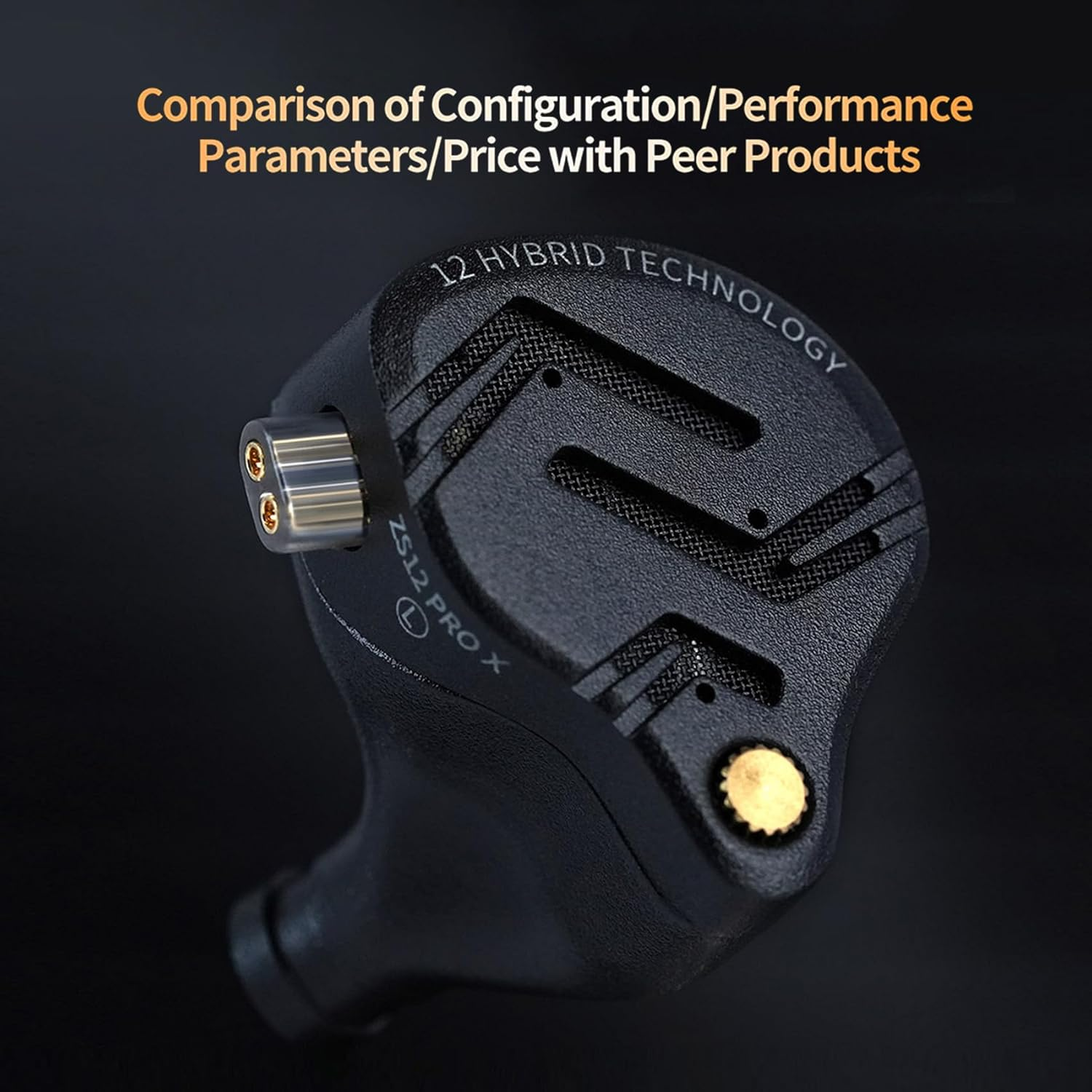 IEM noir avec texte "12 HYBRID TECHNOLOGY ZS12 PRO X". Titre: Comparaison de Configuration/Performance.