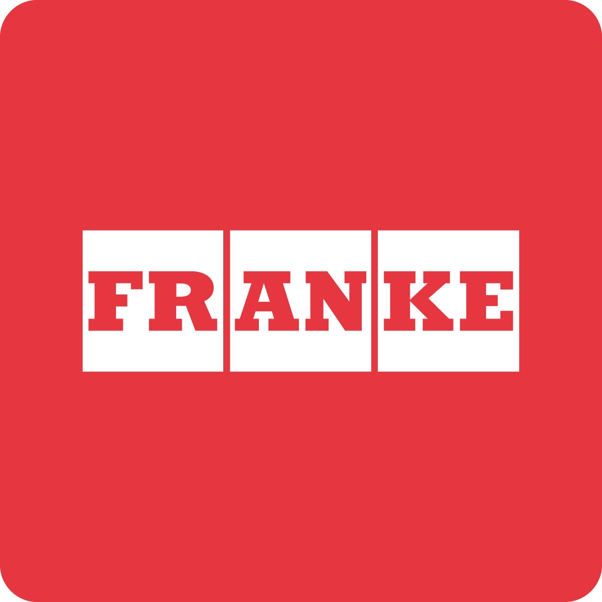 Il logo mostra la parola FRÄNKE in lettere maiuscole bianche su sfondo rosso.