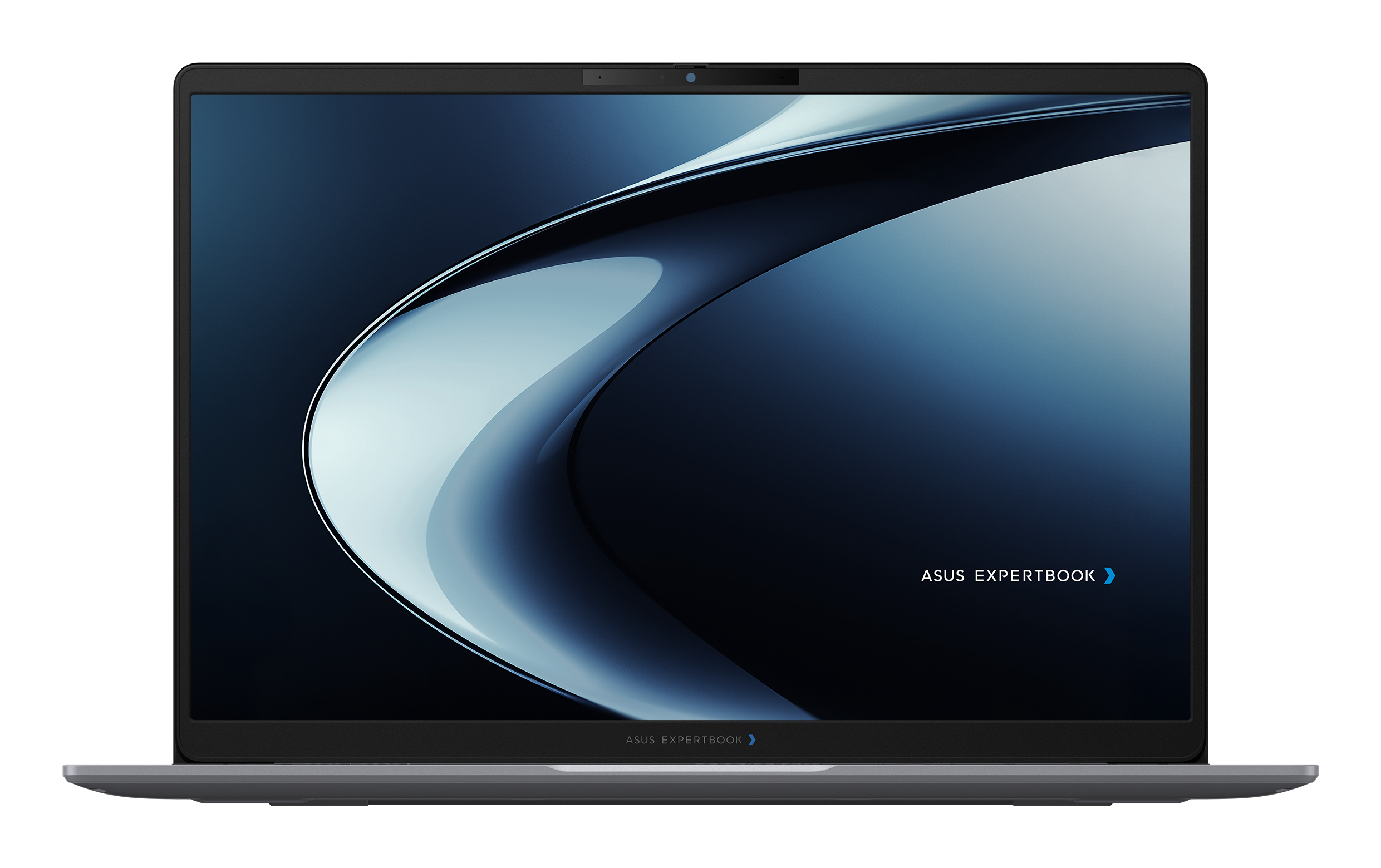 Un laptop chiuso con uno sfondo astratto e scuro.