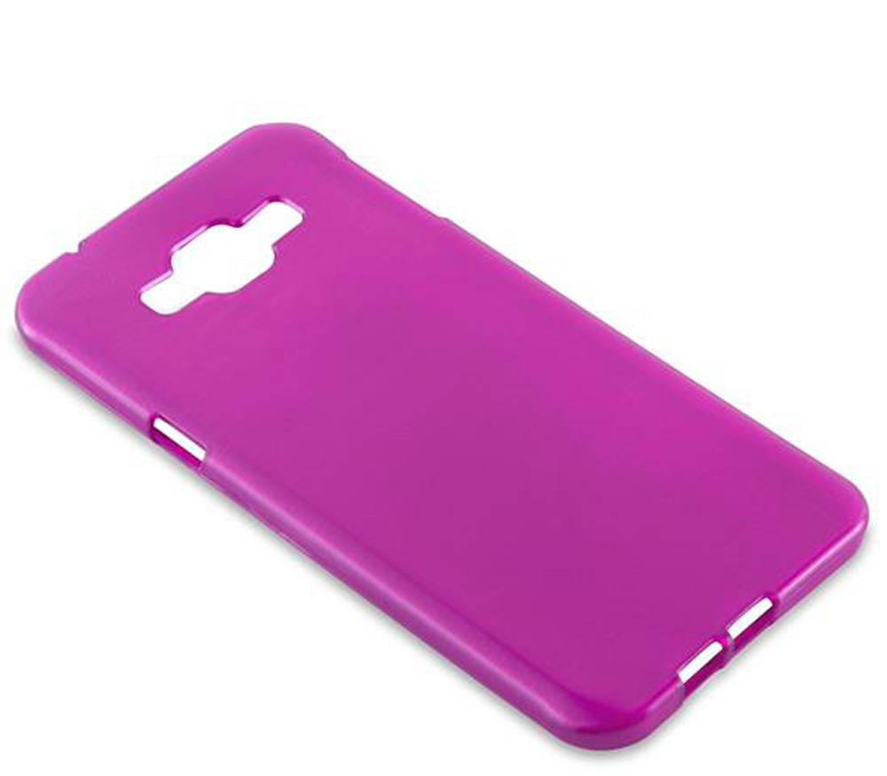 Ein glänzendes, magentafarbenes Handycover liegt auf weißem Hintergrund.