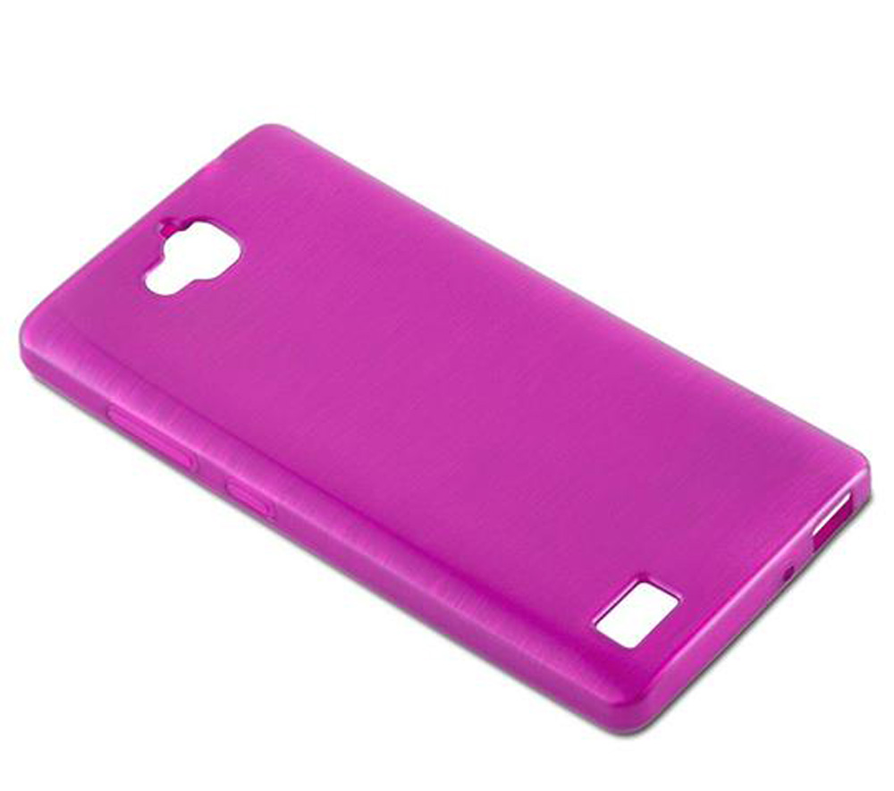 Una funda de teléfono morada con recortes para cámara y botones.