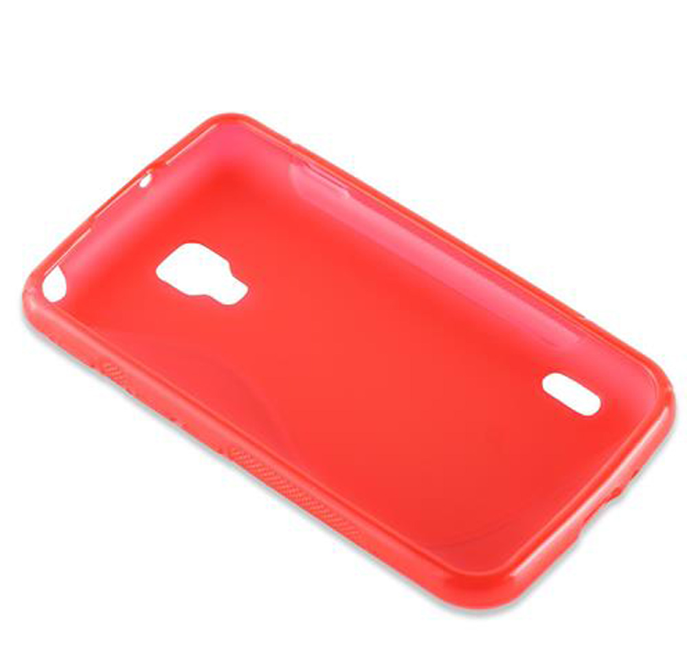 Una custodia per telefono rossa su sfondo bianco.