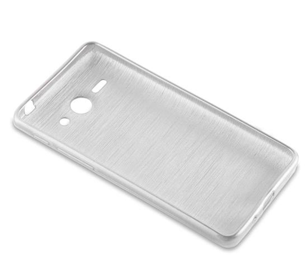 Eine durchsichtige Handyhülle mit gebürstetem Metall-Finish.