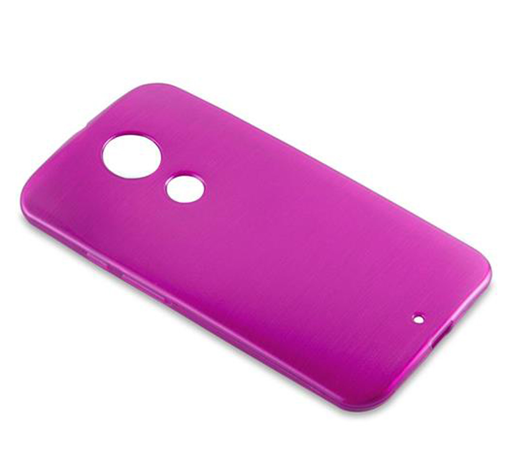 Cover viola per telefono con ritagli per fotocamera e flash.
