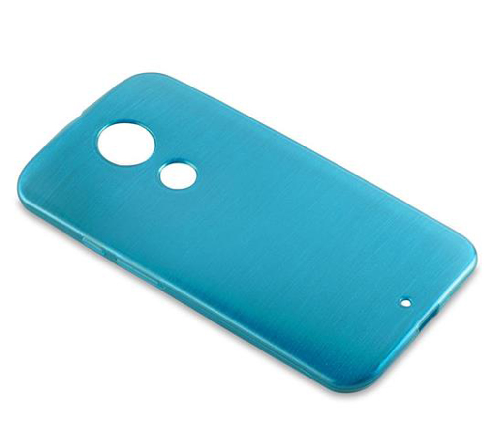 Eine blaue Handyhülle mit zwei kreisförmigen Ausschnitten.