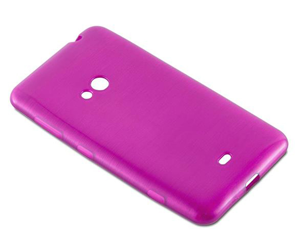 Una cover per telefono rosa acceso con ritagli per fotocamera e flash.
