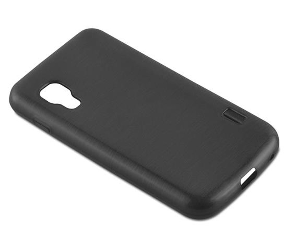 Schwarzes Handy-Hülle mit Aussparungen für Kamera und Anschlüsse.