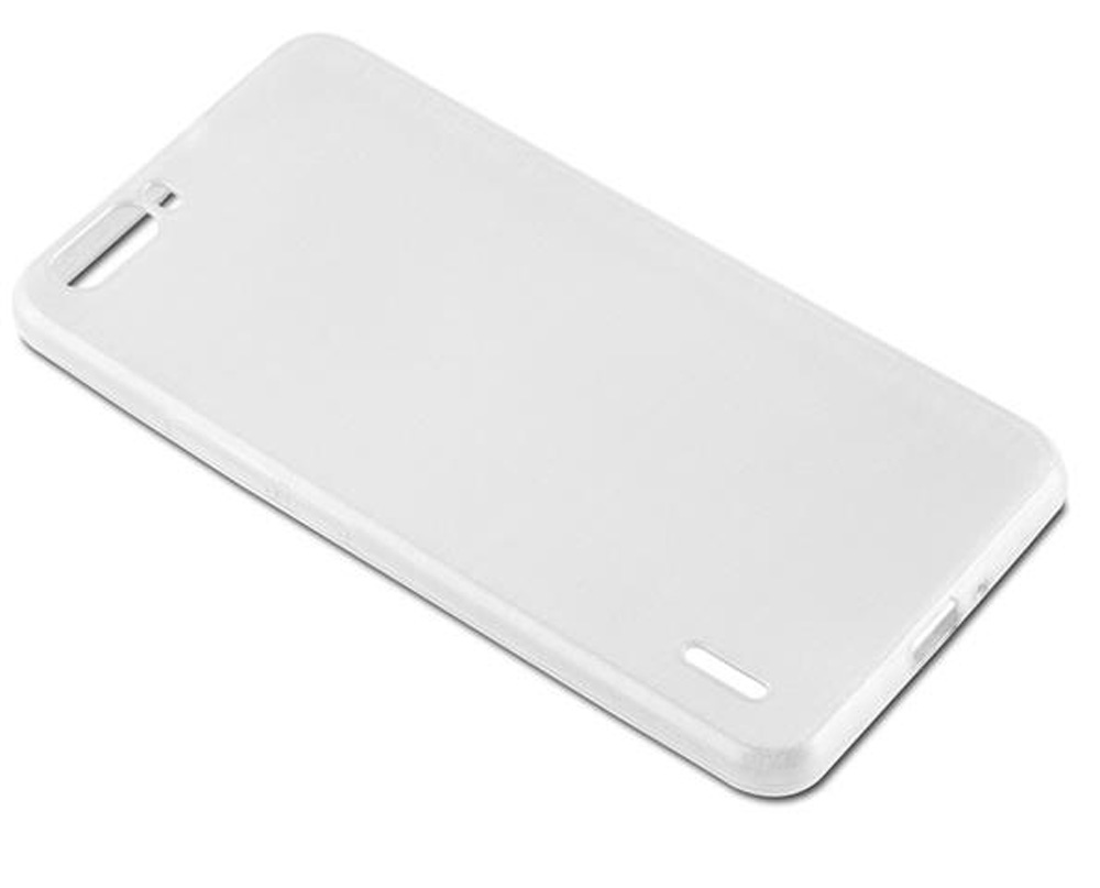 Una custodia bianca per smartphone con ritagli per fotocamera e porte.