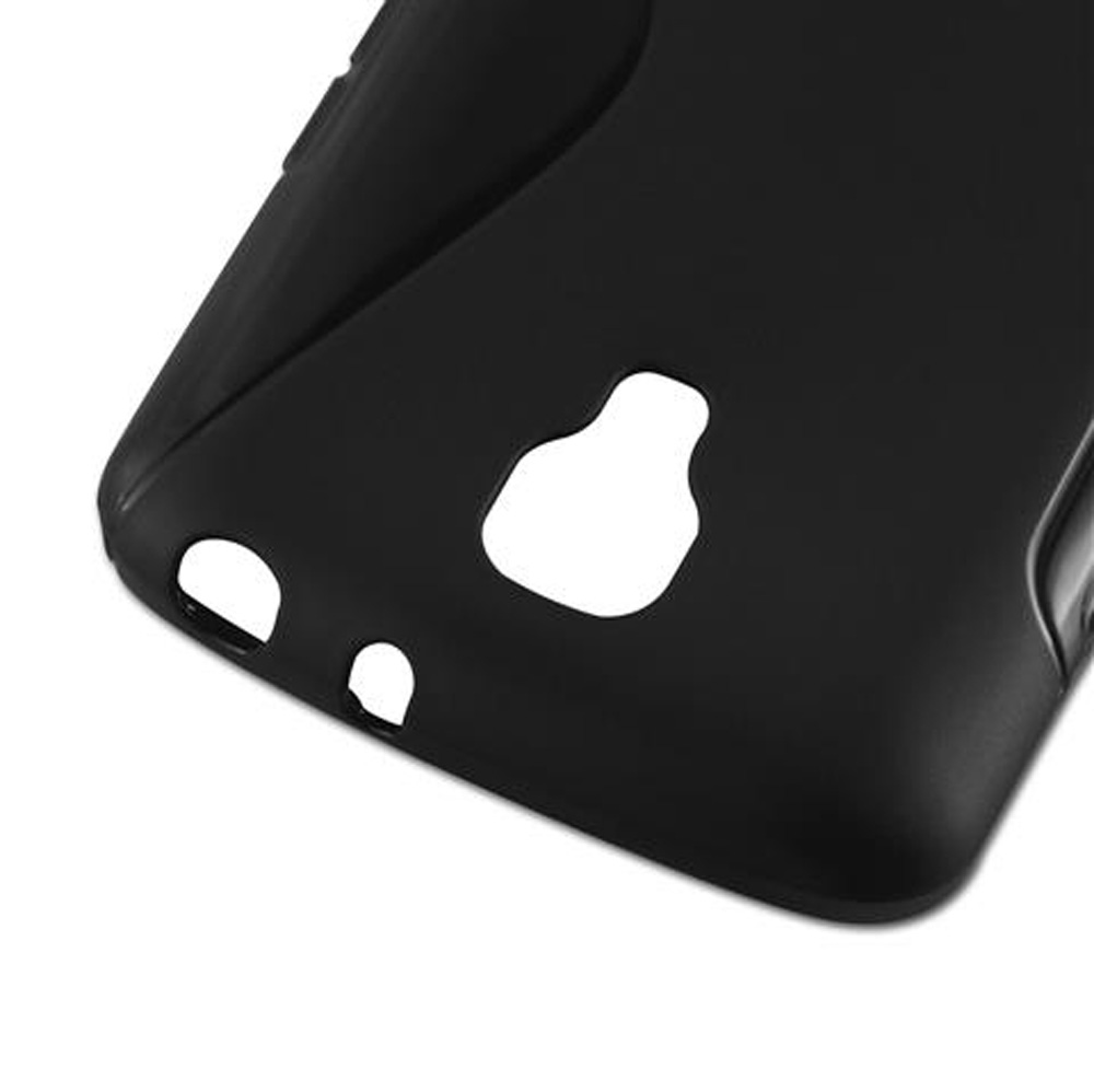 Custodia nera per telefono con ritagli per fotocamera e flash.