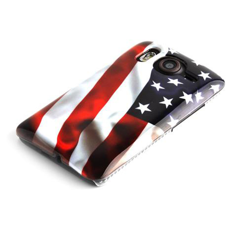Una cover per telefono con il disegno della bandiera americana, che mostra stelle e strisce.