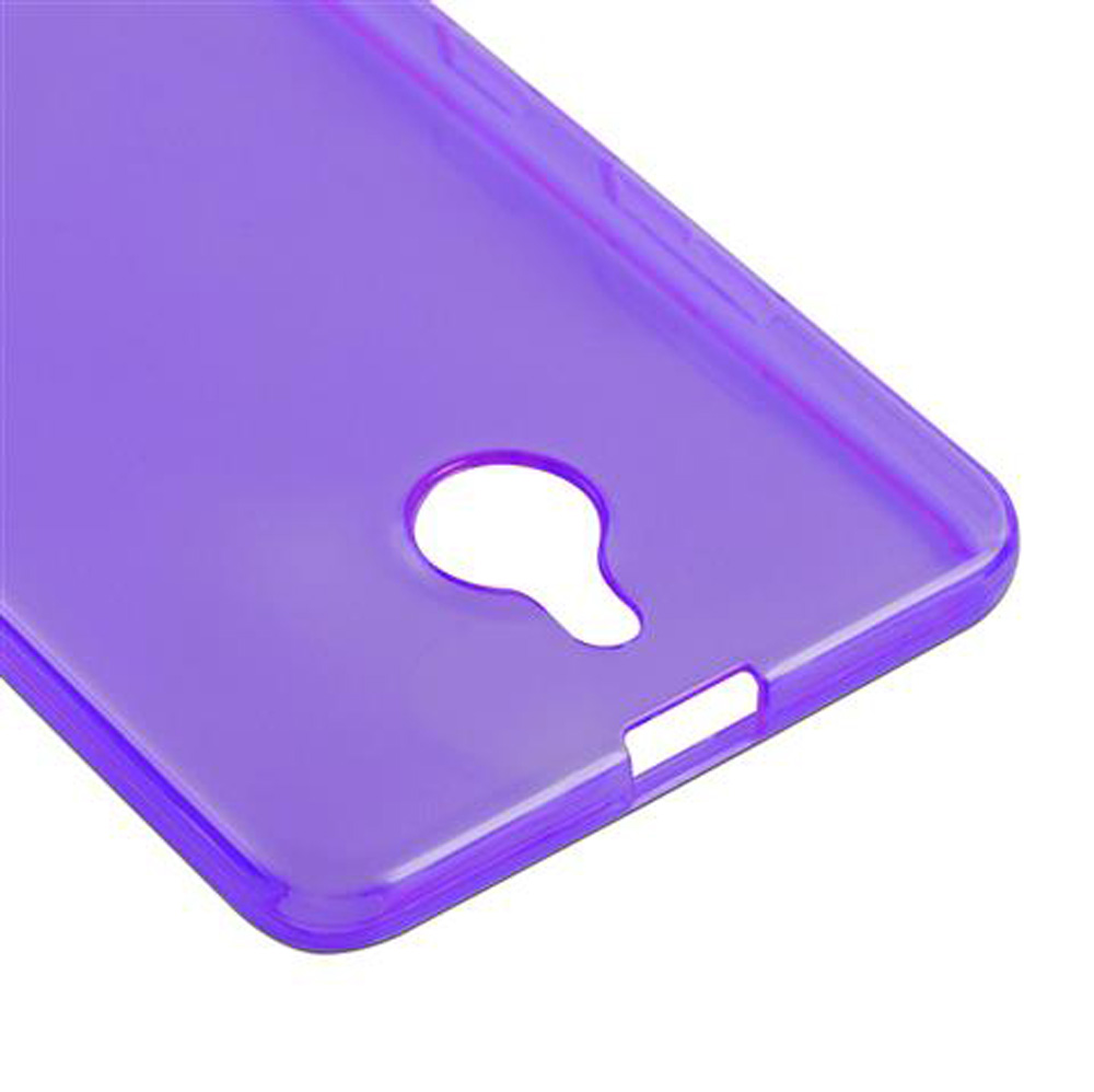 Cover viola per telefono con ritagli per fotocamera e flash.