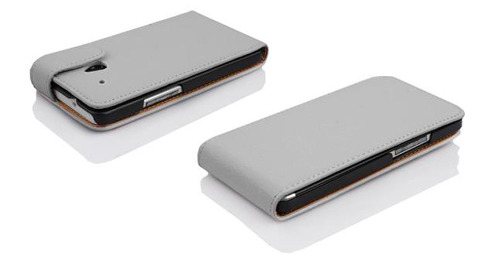 Due custodie per cellulare grigio chiaro affiancate.