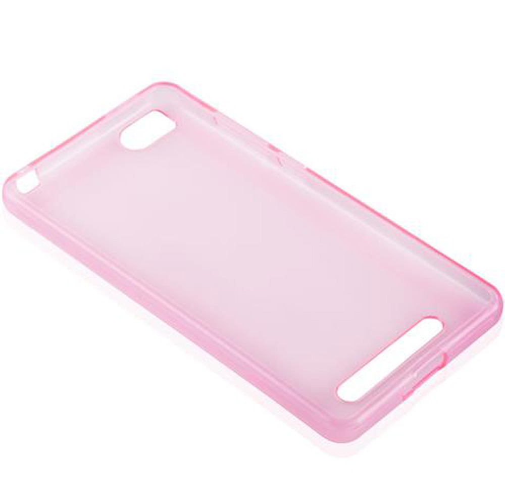 Una cover per telefono rosa traslucida su sfondo bianco.