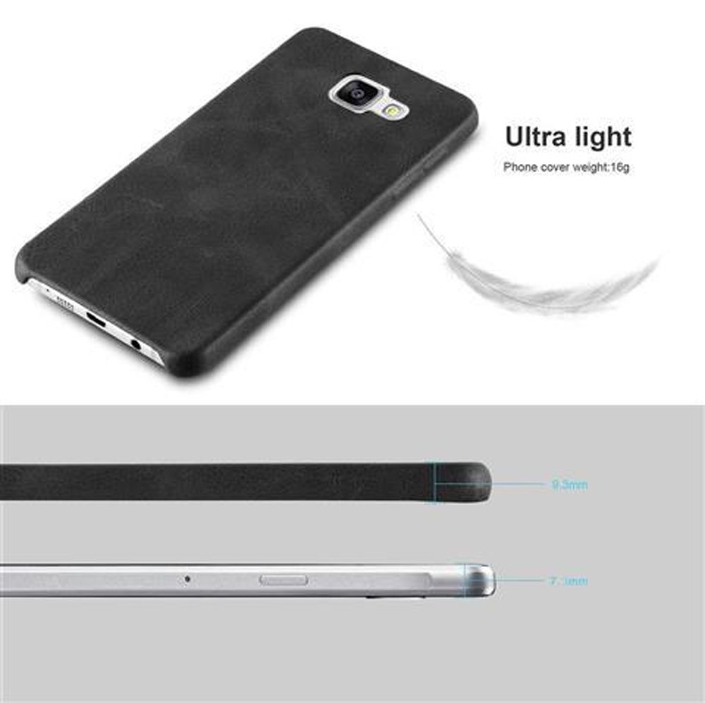 Custodia nera per telefono, ultraleggera, peso 16g, spessore 9.3mm.