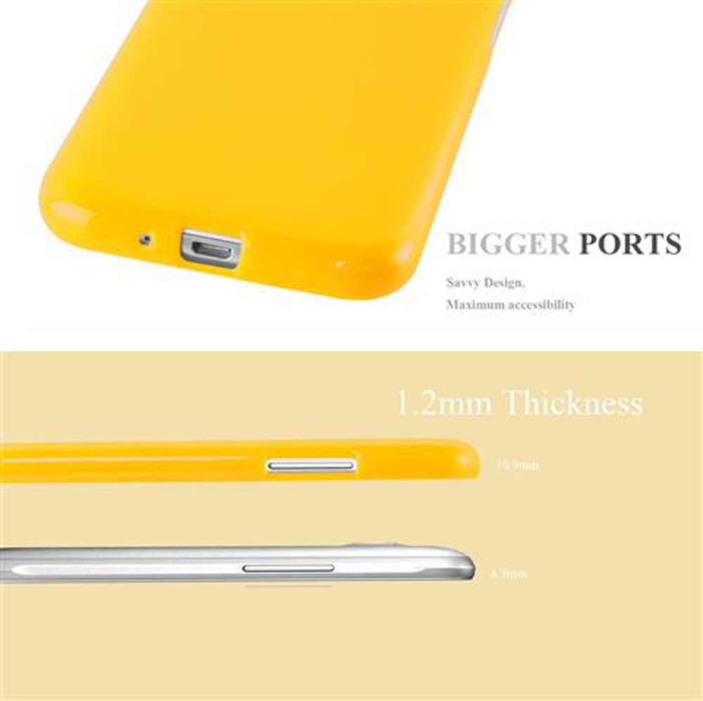 Cover gialla per telefono con porta più grande e spessore 1,2 mm.