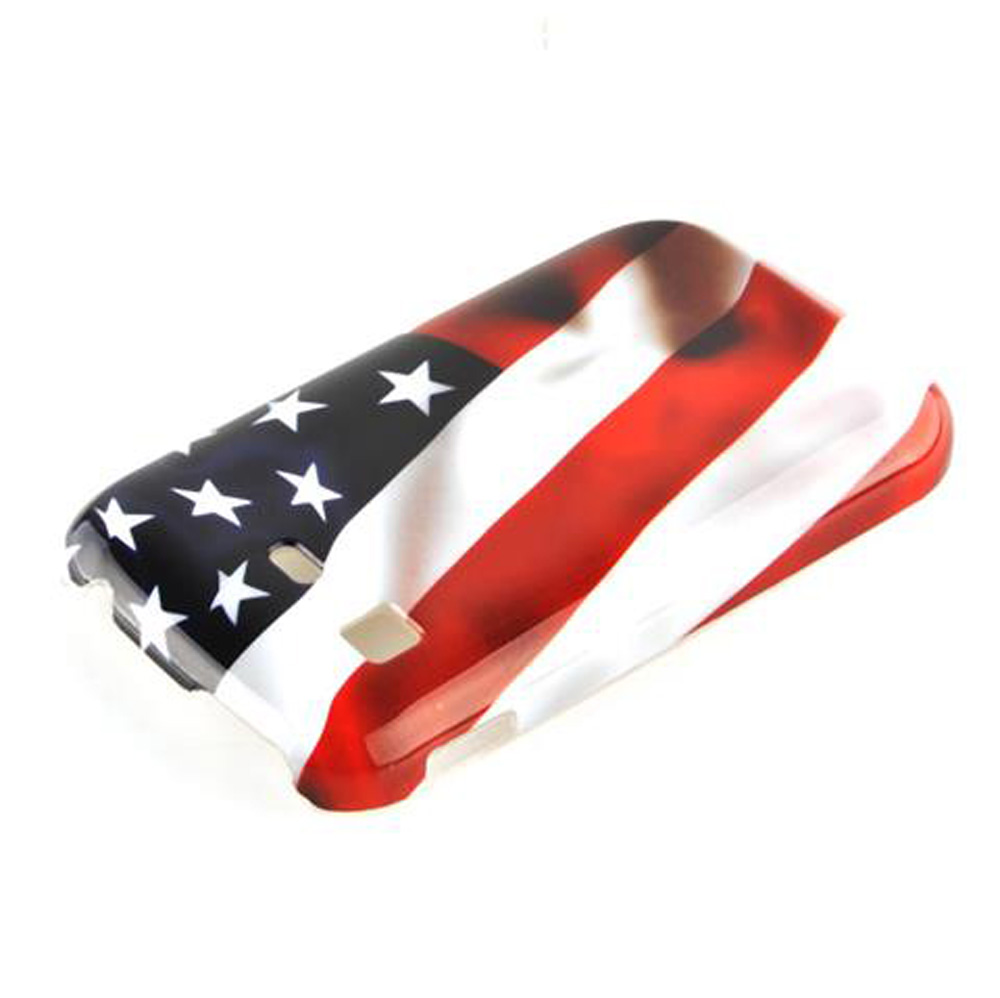 Una custodia per telefono con il design della bandiera americana, rosso, bianco e blu con stelle.